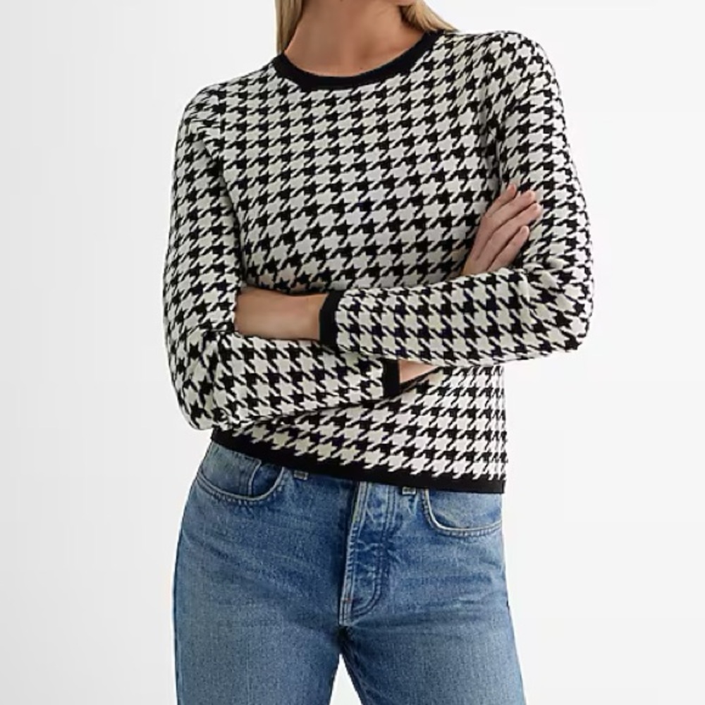 Express Monochrome Houndstooth Knit